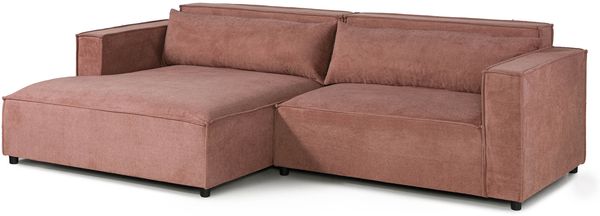 Ecksofa Ottomane links Geflechtstoff 266x150x80 rosa FINN