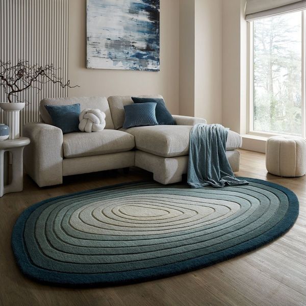 FLAIR RUGS Wollteppich Puddle, rechteckig, Höhe: 9 mm, Wollteppich in Pfützenform