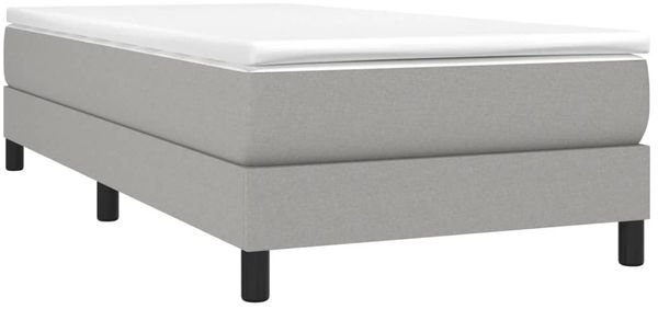 vidaXL Polsterbett, Stoff, 25,0 cm, Hellgrau, 90x200 cm, mit Lattenrost, Schwarz Bild 3