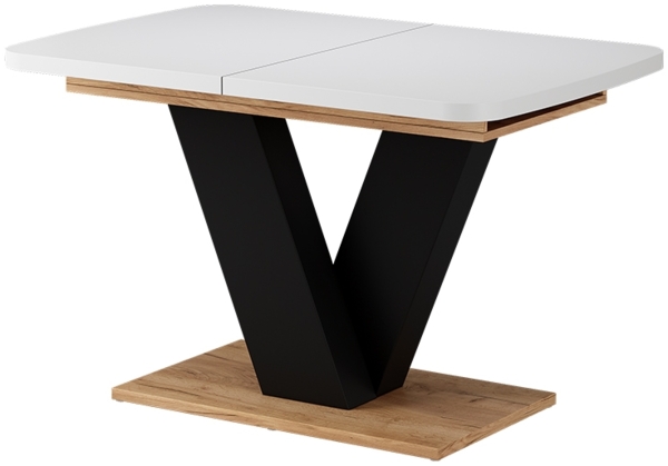 Esstisch Fenaro Weiß/Goldkraft Eiche 120 x 80 cm ausziehbar Vicco