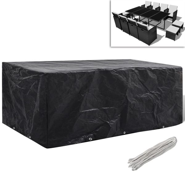 vidaXL Gartenmöbel-Abdeckung mit 8 Ösen, Polyethylen schwarz, 229 x 113 x 73 cm