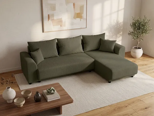 Vente-unique - NESSARO Sofa SamtStoff Grün - B 149 cm x H 80 cm x L 240 cm