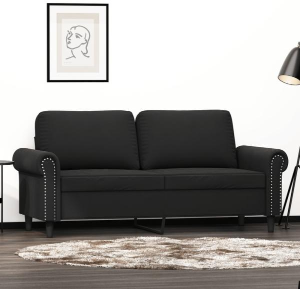 vidaXL 2-Sitzer-Sofa Schwarz 140 cm Samt