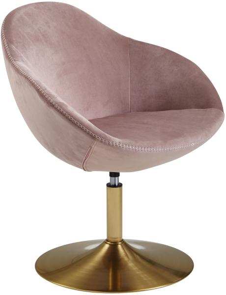 Kadima Design Loungesessel: Bequem, Drehfunktion, Trompetenfuß, 360° drehbar, Samtbezug, Polyester. Rosa, 70x70x79 cm