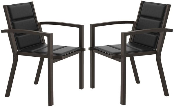 JUMMICO Gartenstuhl Stapelbar, Aluminium Gestell mit Komfortsitz aus Textilene, Niedrige Sitzhöhe mit Armlehnen für Balkon und Terrasse