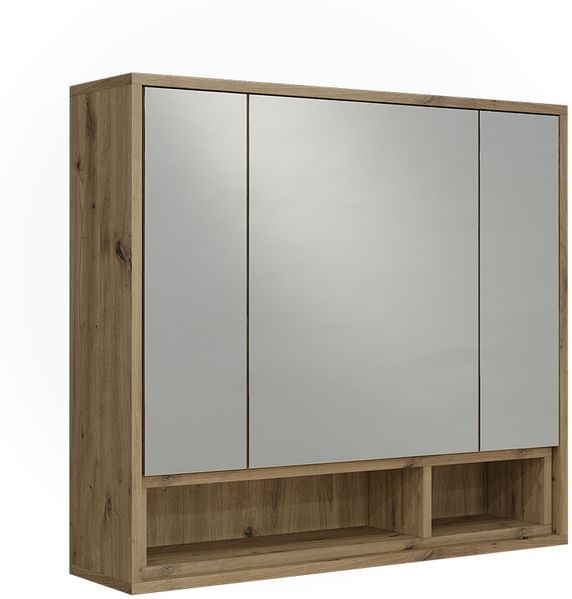 Spiegelschrank Beatrice Cashmere/Artisan-Eiche 80x72 cm mit 3 Spiegeltüren Vicco