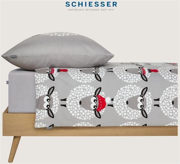 Schiesser Bettwäsche Sippa aus weicher Baumwolle lädt zum Schäfchenzählen ein, Feinbiber, 2 teilig, Made in Green