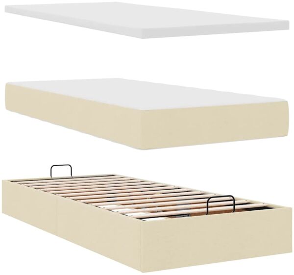vidaXL Ottoman-Bett mit Matratze Creme 100x200 cm Stoff 3311090 Bild 8