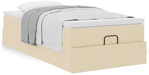 vidaXL Ottoman-Bett mit Matratze Creme 100x200 cm Stoff 3311090 Bild 4