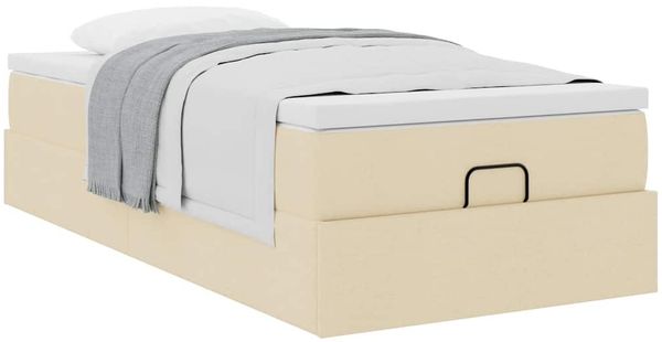 vidaXL Ottoman-Bett mit Matratze Creme 100x200 cm Stoff 3311090 Bild 5