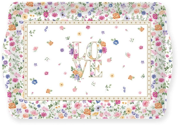 EasyLife Tablett Mon Amour, Melamin, Farbe: Mehrfarbig, Motiv: Herzen & Blumen Bild 5