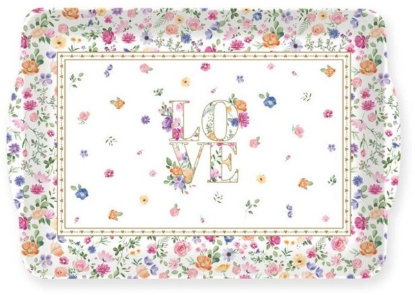EasyLife Tablett Mon Amour, Melamin, Farbe: Mehrfarbig, Motiv: Herzen & Blumen Bild 4