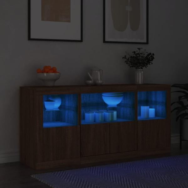 vidaXL Sideboard mit LED-Leuchten Braun Eichen-Optik 142,5x37x67 cm 3209071