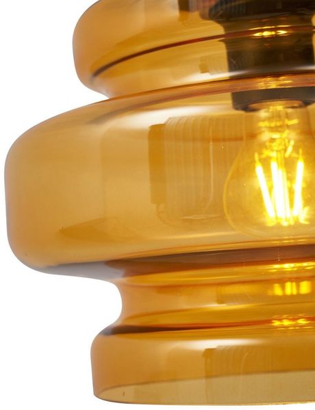 Qazqa Pendelleuchte Denise, ohne Leuchtmittel, Extra-Warmweiß, QAZQA Hängeleuchte, e27, Orange, Glas, Retro