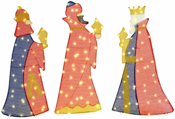 vidaXL 3 weise Männer Weihnachtsbeleuchtung 3 pcs Warmes Weiß 105 cm 4019490