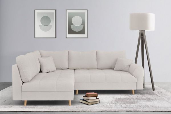 Home affaire Ecksofa CHARRE incl. 3 Zierkissen, L-Form, feine Steppung, lose Rückenkissen, auch in Cord und Bouclé