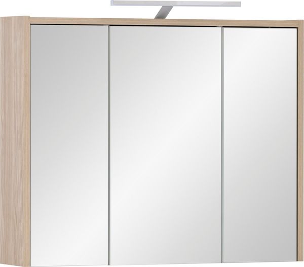 SCHILDMEYER Spiegelschrank Badezimmerschrank mit LED-Leuchte Eiche Hell 74 x 60 x 16