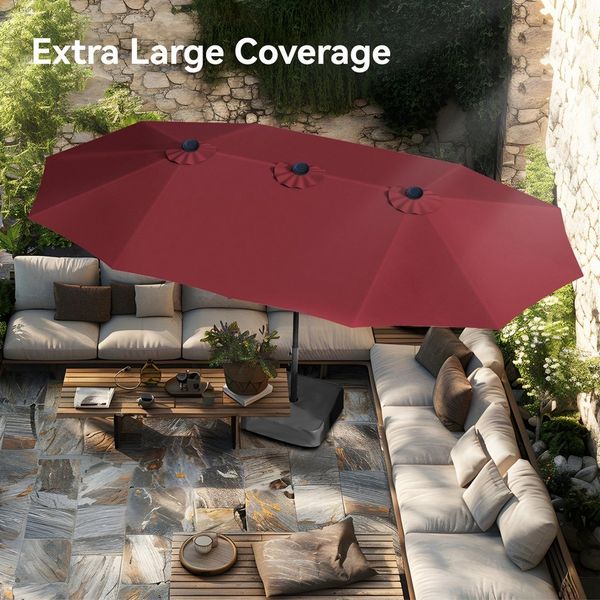 PHI VILLA Sonnenschirm, Poolside Lawn Hinterhof Regenschirm, Rechteckiger Marktschirm mit Ständer, Großer Sonnenschirm für die Terrasse (mit Fuß)