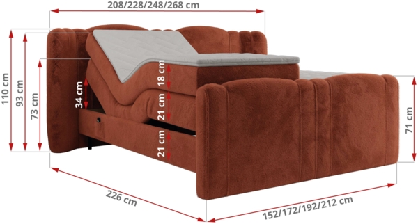 Elektrisch Boxspringbett Multipocket-Matratzen, elektrisch verstellbar, Polsterbett mit Bettkästen - FORTINA - 160 x 200 cm - Beige Plüsch - H3 Bild 6