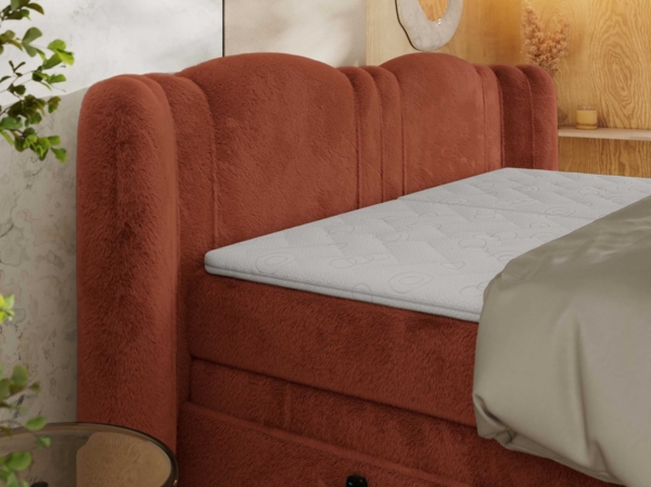 Elektrisch Boxspringbett Multipocket-Matratzen, elektrisch verstellbar, Polsterbett mit Bettkästen - FORTINA - 160 x 200 cm - Beige Plüsch - H3 Bild 5