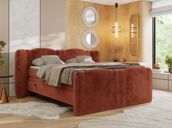 Elektrisch Boxspringbett Multipocket-Matratzen, elektrisch verstellbar, Polsterbett mit Bettkästen - FORTINA - 160 x 200 cm - Beige Plüsch - H3 Bild 3