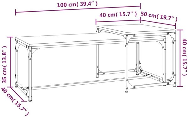vidaXL Couchtische 2 Stk. Räuchereiche Holzwerkstoff 823339 Bild 9