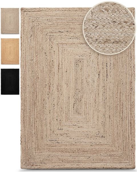 carpetfine Teppich Nele Juteteppich Naturfaser, rechteckig, Höhe: 6 mm, geflochtener Wendeteppich aus 100% Jute, quadratisch und als Läufer
