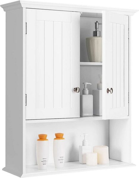 KOMFOTTEU Hängeschrank Badschrank Holz mit verstellbarem Regal,60×19×71cm