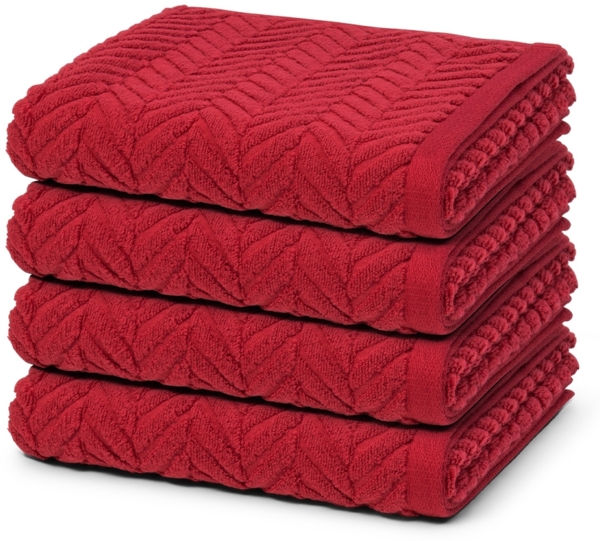 Ross Sensual Skin Zopf 4 tlg. Frottier-Set - 4 X Handtuch (50 X 100cm) - 500 g/m2 - Vino