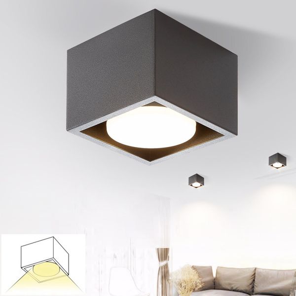 ZMH Deckenspots LED Schwarz Aufbauspot - Spots Deckenleuchte Aufputz inklusive LED Warmweiß GX53 5W Deckenstrahler Eckig Aufbaustrahler Schwenkbar für Küche Wohnzimmer Esszimmer Korridor Flur