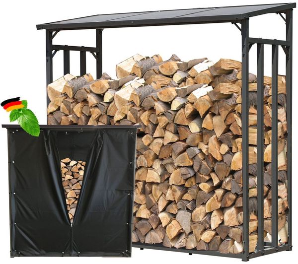 Quick Star Kaminholzregal Außen Metall Basic, Mehrere Größen, Mit / Ohne Wetterschutz, BxTxH:185x70x185 cm, (1-St)