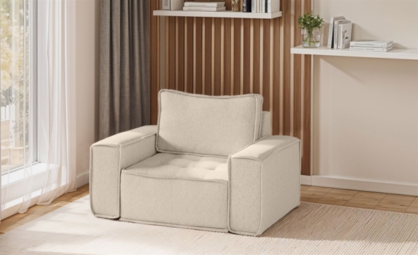 Sofaset Modulsofa-Set 6-teilig SANDE 3-2-1 Stoff Raven Creme Bild 6