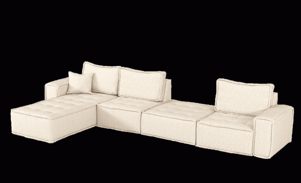 Sofaset Modulsofa-Set 6-teilig SANDE 3-2-1 Stoff Raven Creme Bild 7