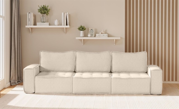 Sofaset Modulsofa-Set 6-teilig SANDE 3-2-1 Stoff Raven Creme Bild 4
