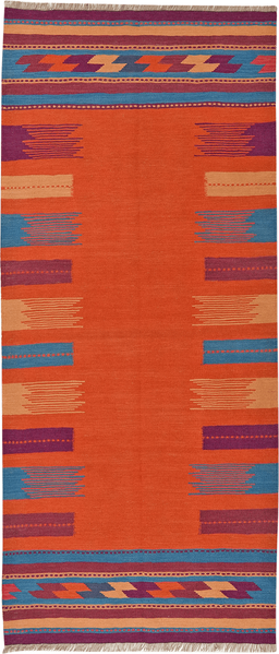Looma 'Rana' Kelim Gashgai handgewebt, Schurwolle Rot, 104x239 cm