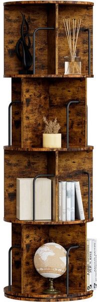 Oak&Tea Bücherregal Bücherregal drehbar mit 4 Ebenen, Standregal für Bücher & Deko, 4 Etagen, Höhe 128cm, drehbar, Durchmesser 40 cm, platzsparend