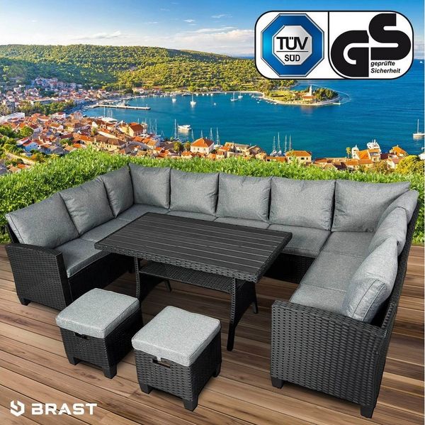 BRAST Gartenlounge-Set Family, bis zu 11 Personen viele Farben, inkl. extra Dicke Kissen, TÜV geprüft Outdoor Loungemöbel