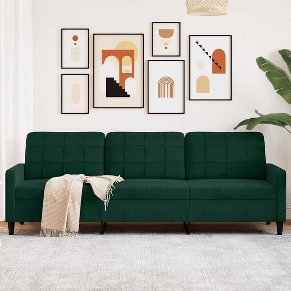 vidaXL 3-Sitzer-Sofa Dunkelgrün 210 cm Samt 4007646
