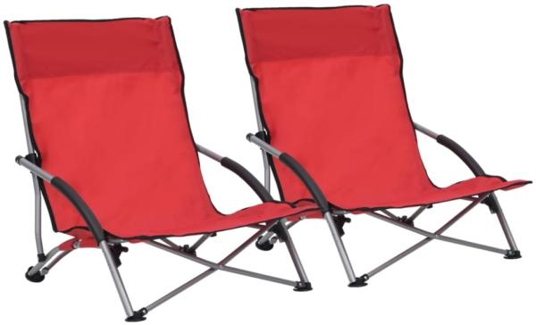 vidaXL Klappbare Strandstühle 2 Stk. Rot Stoff 312490