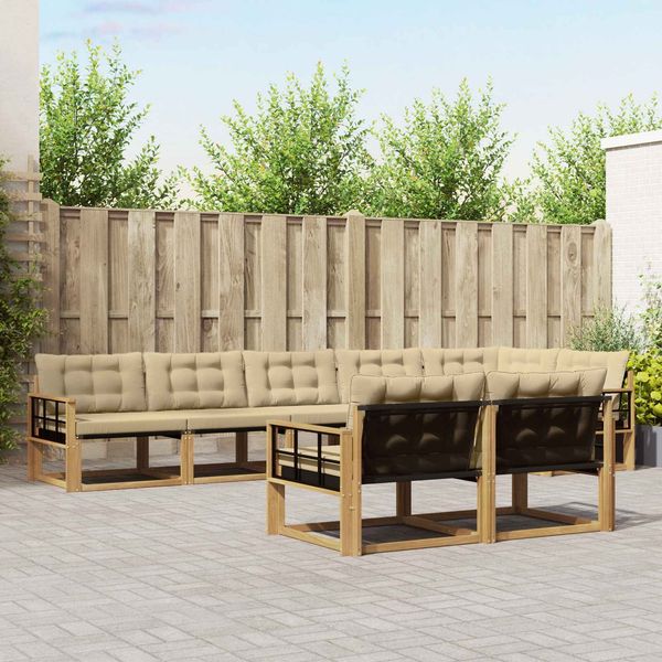 vidaXL Outdoor-Sofagarnitur mit Kissen 8 pcs Weiß und Beige 3388811
