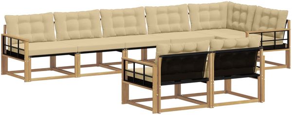 vidaXL Outdoor-Sofagarnitur mit Kissen 8 pcs Weiß und Beige 3388811 Bild 2