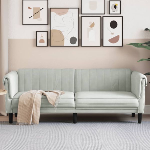 vidaXL Sofa 3-Sitzer Hellgrau Samt 372585