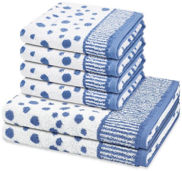ROSS Handtuch Set Punkte allover, Frottee (Spar-Set, 6-St), 4 X Handtuch 2 X Duschtuch im Set - Baumwolle - Saugstark