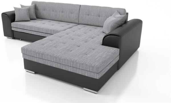 Couchgarnitur SARRA Schwarz- Grau mit Schlaffunktion Ottomane Rechts