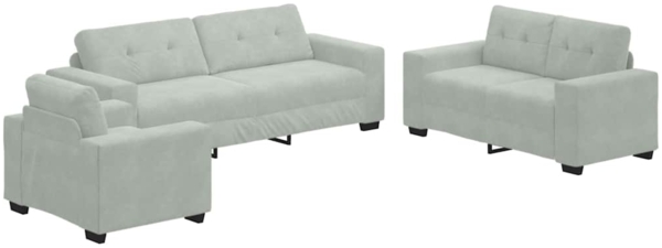 vidaXL Sofa Set 3 pcs Hellgrau Samt 3324639