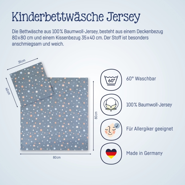 Julius Zöllner Jersey - Kinderbettwäsche Shiny Stars 80x80 + 35x40 cm Bild 6