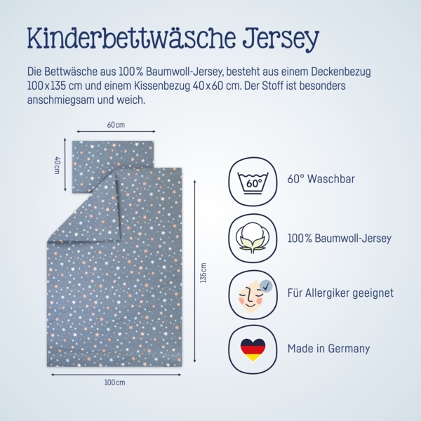 Julius Zöllner Jersey - Kinderbettwäsche Shiny Stars 80x80 + 35x40 cm Bild 5