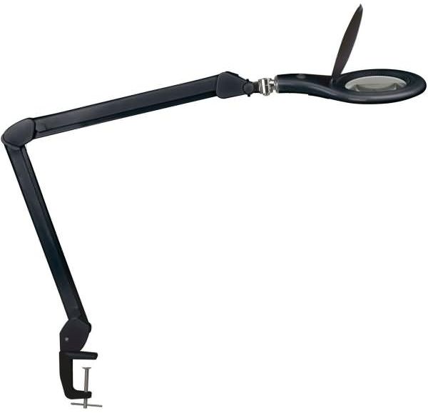 MAUL LED-Lupenleuchte Glaslinse 127mm (5 Zoll) Tischklemme schwarz