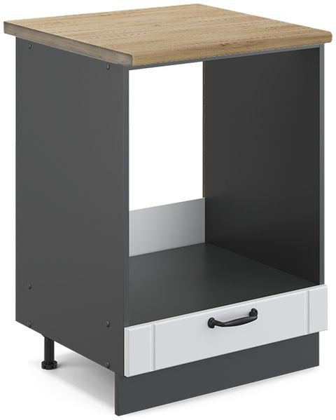 Herdumbauschrank Fame-Line Weiß Landhaus 60 cm , AP Eiche Vicco
