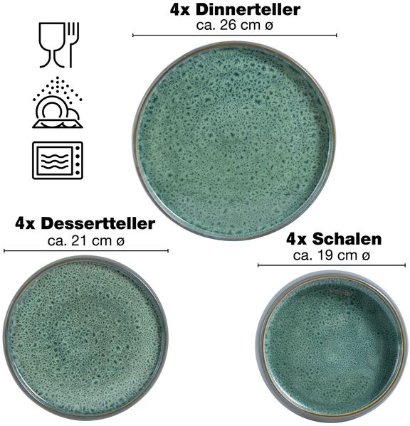 Moritz & Moritz SOLID 12tlg Geschirrset Grün Bild 2